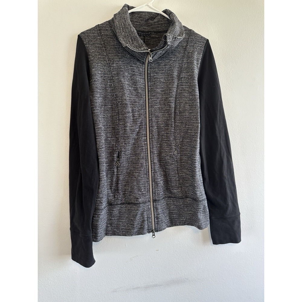 Lululemon Athletica 6 Gray Cowl Mock Neck Full Zip Fitness Yoga Jacket Outdoor